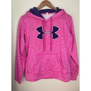 Under Armour Hoodie Women's M? Pink with Purple Logo Pullover Fleece Lined
